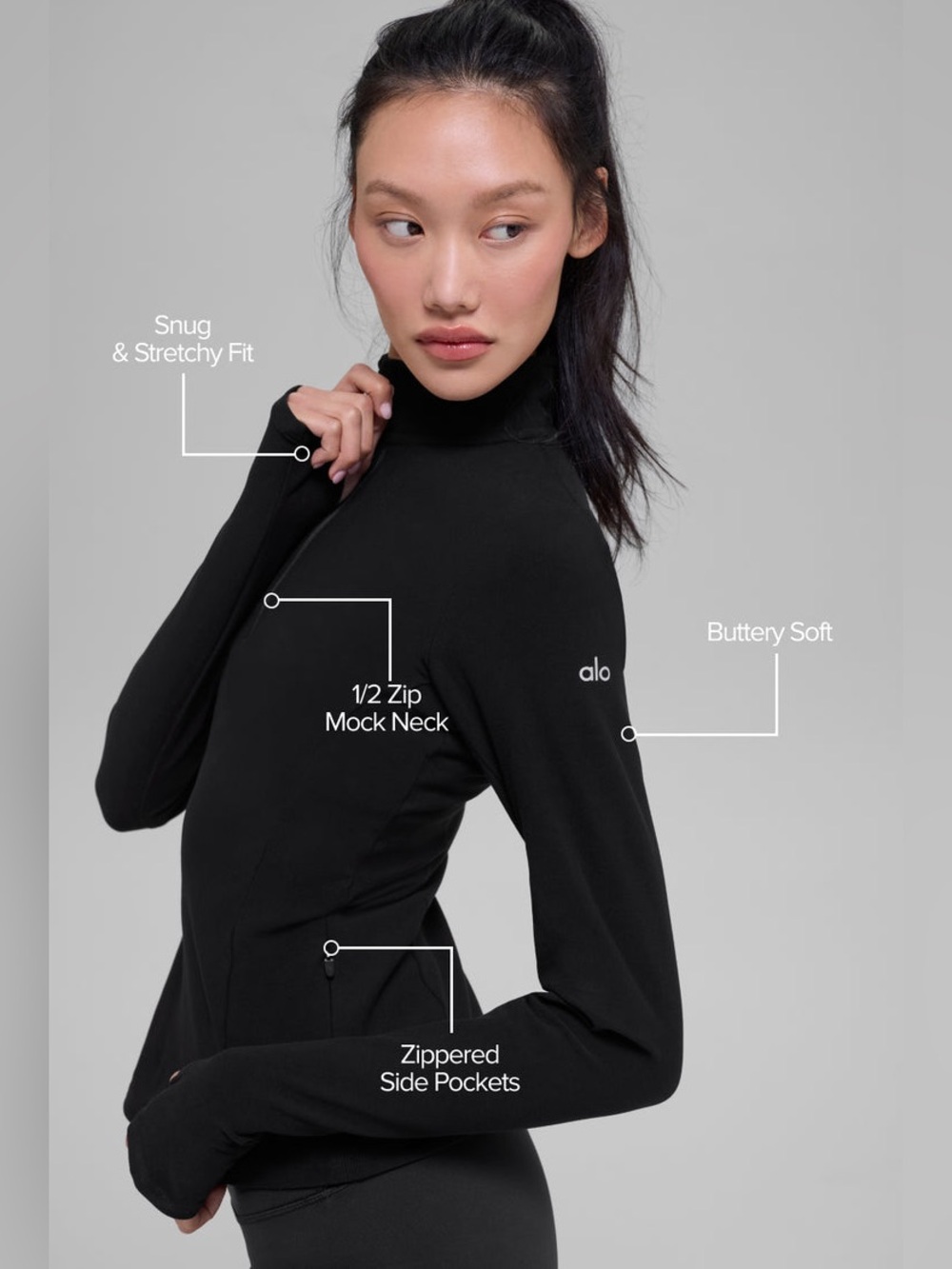 Alo Yoga Alosoft 1/2 Zip Rapid Pullover Jacket (S)